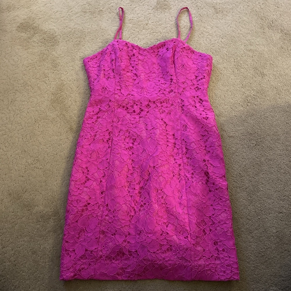 LILLY‎ PULITZER DEMI CONVERTIBLE LACE FLORAL DRESS IN BERRY SANGRIA SIZE 6